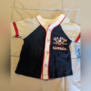 NWT Baby Paris All Star State Champs 1985 Baseball Button-Down Shirt, 3-6 Months